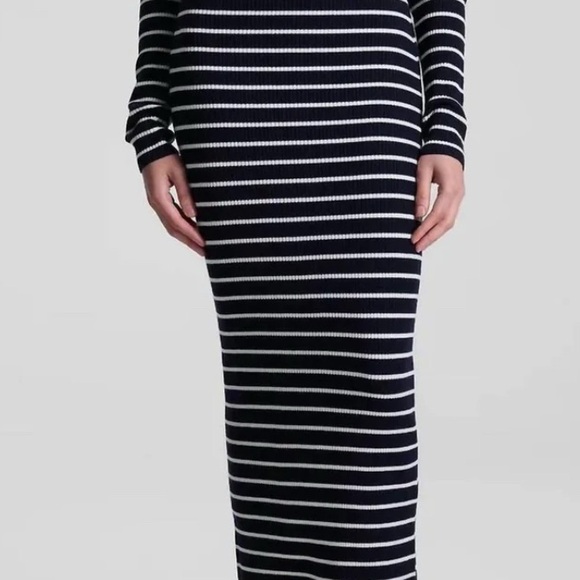 A.L.C. Black and White Striped Maxi Dress - Picture 1 of 3
